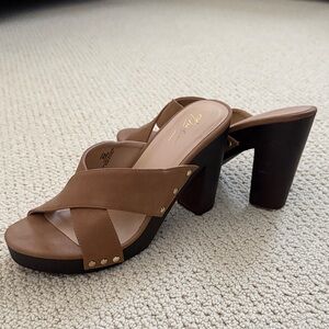 Thalia Sodi Brown Mules with Block Heel